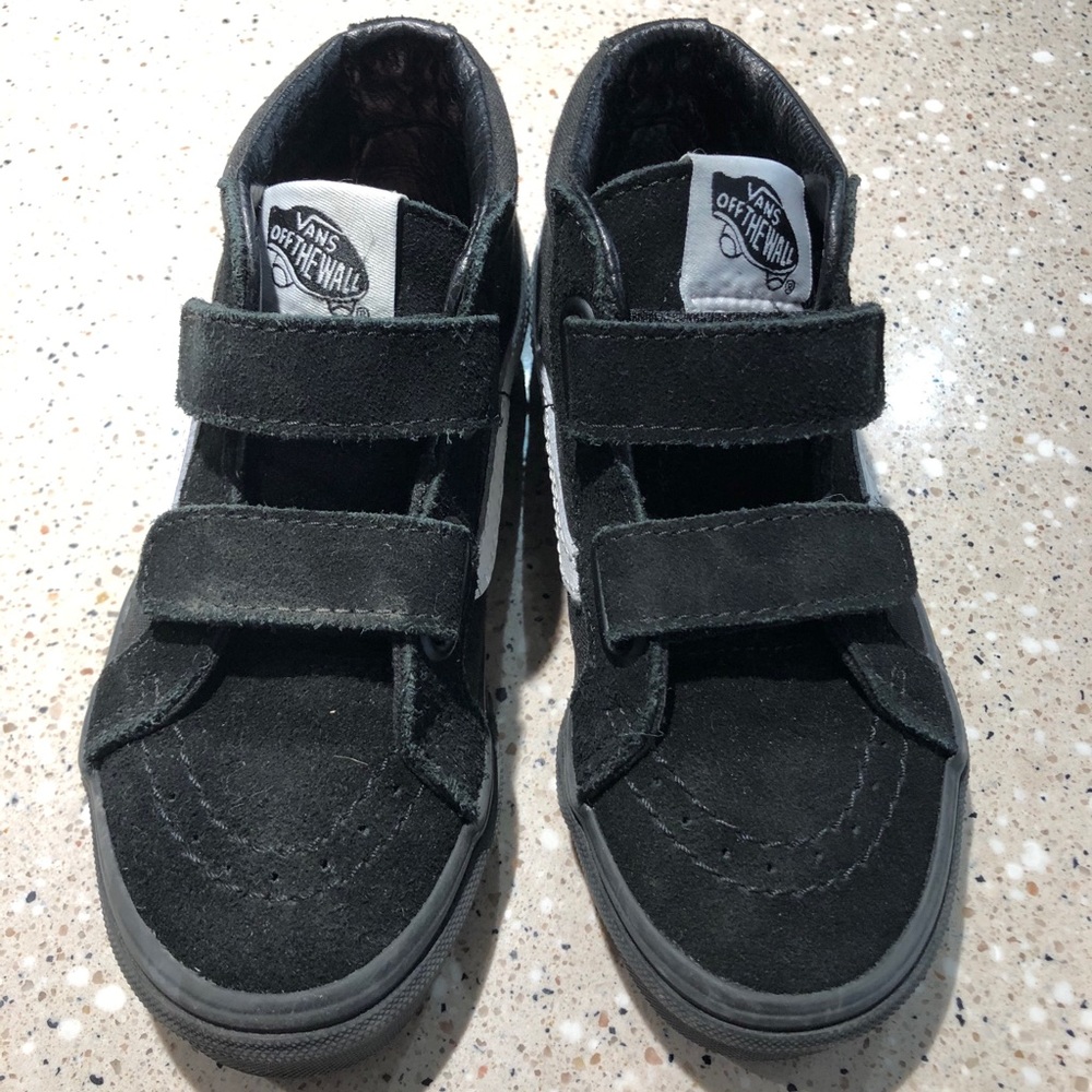 Size 13 Boys Vans Black w/white stripe